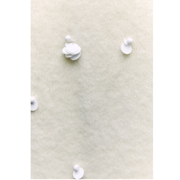 Zara Sequin embroidered Alpaca Blend Knit Pencil Midi Skirt Ecru white S NWT - Picture 11 of 14